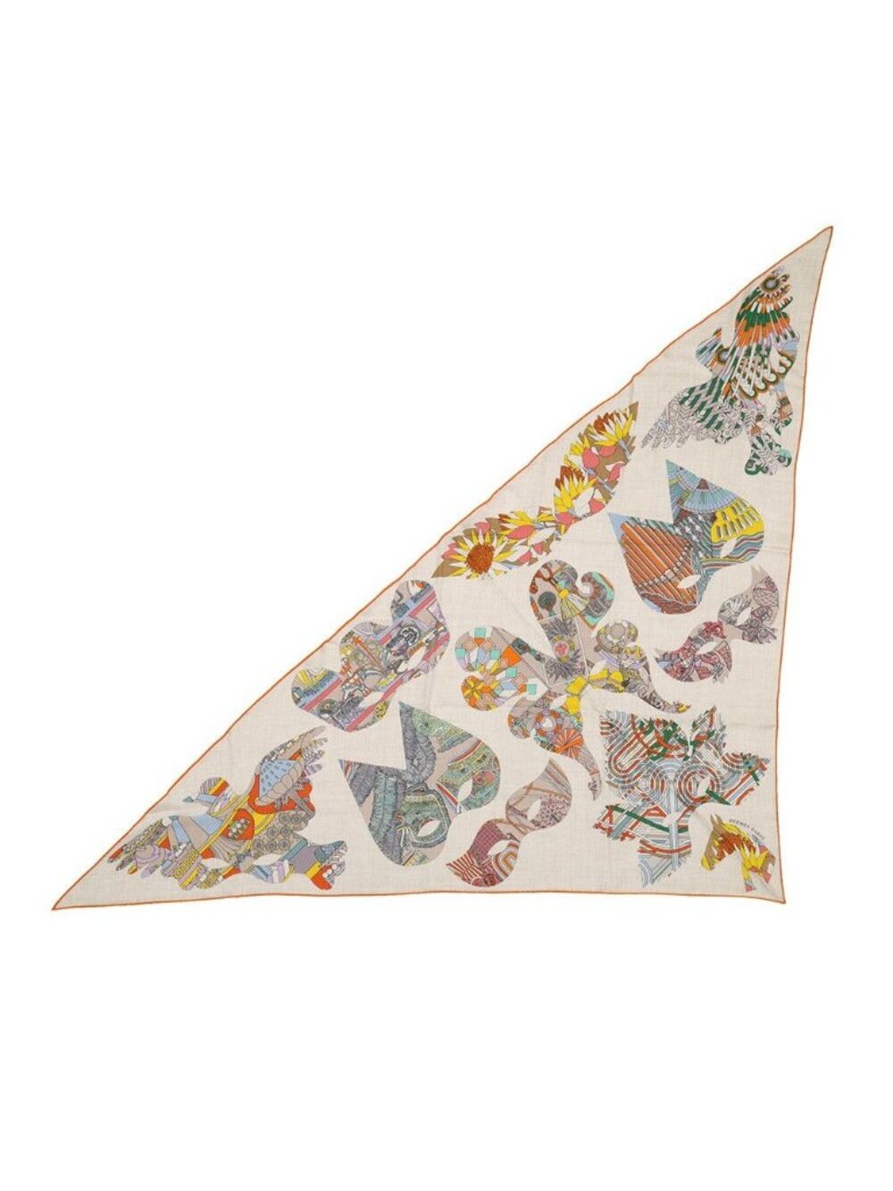 Hermes Shawl Triangle Gianbaru du Soi Bal de Soie Cashmere Silk SS Scarf
